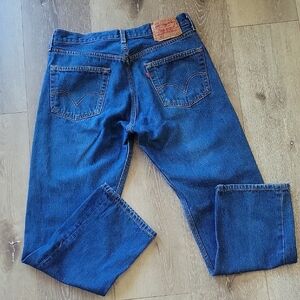 Levi's 501 Button-fly Denim Blue Straight Jeans Classic W33 x L31 (W30 x L27)